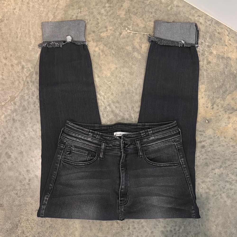 Stylish Black Jeans with Gray Cuffs